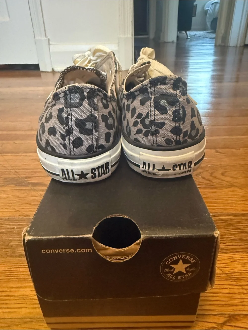 Converse Kids Leopard Print Canvas Sneakers - White Laces - Picture 3 of 3